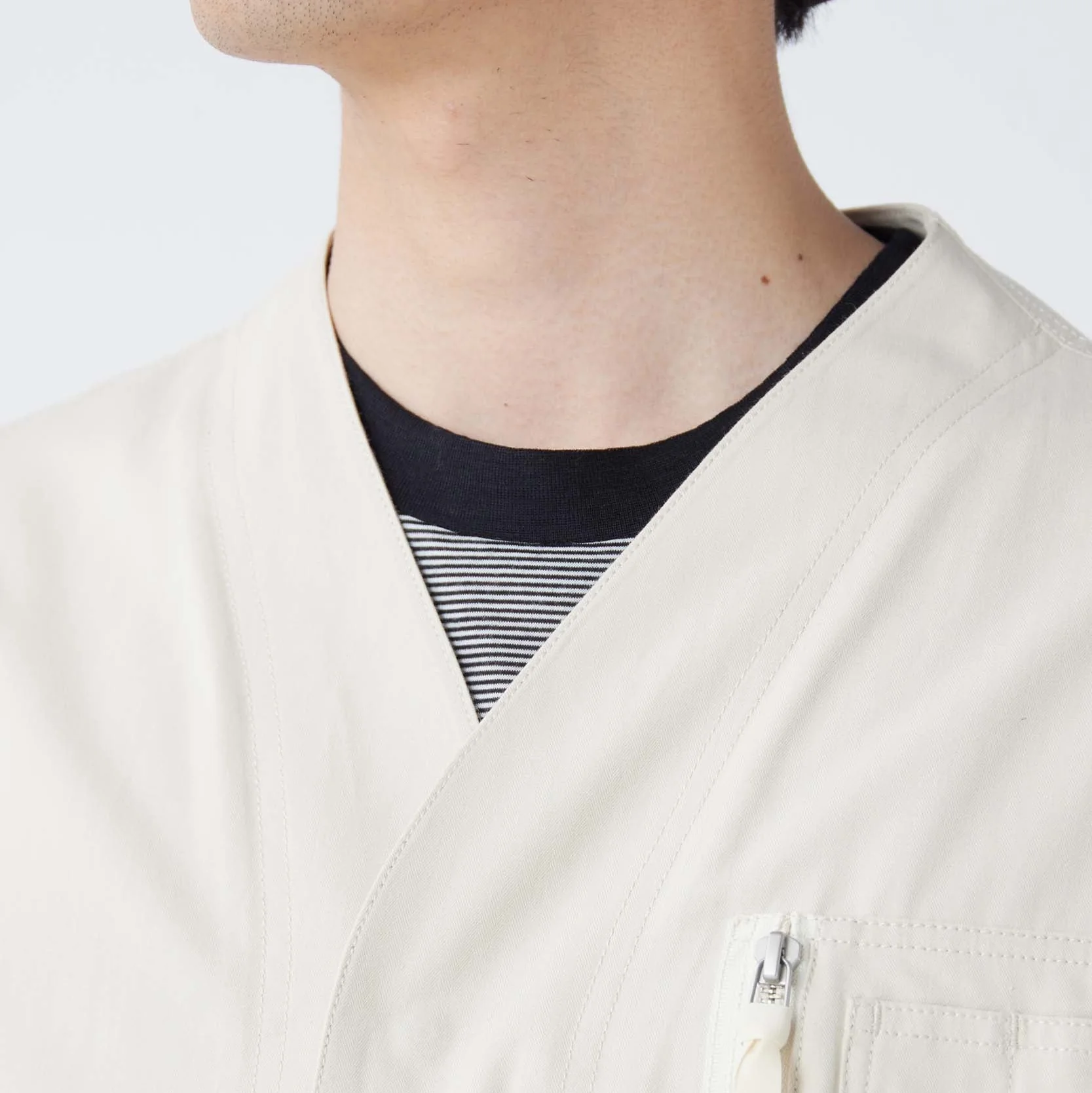 TAKIBI Herringbone Collarless Jacket - Image 15