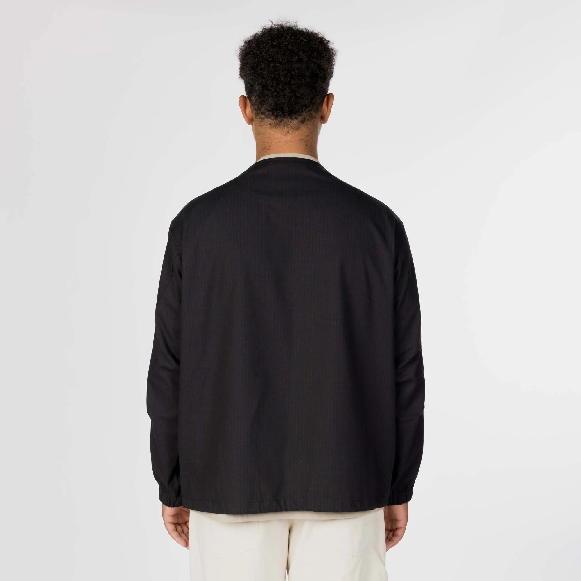 TAKIBI Herringbone Collarless Jacket - Image 4