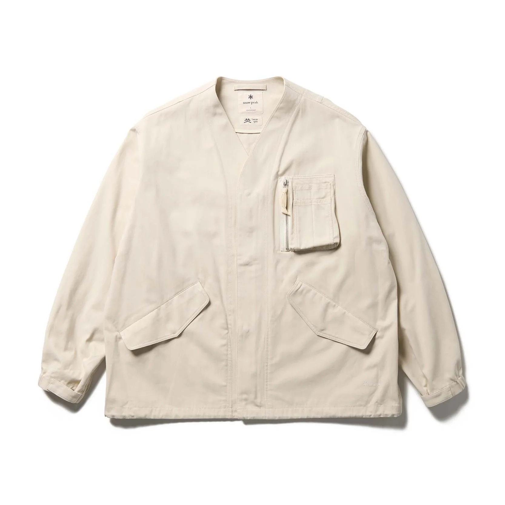 TAKIBI Herringbone Collarless Jacket - Image 7